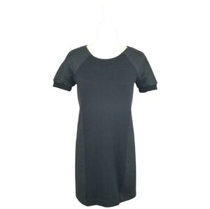 Fabletics Brenna black quilted moto active short sleeve mini dress women's sz XS